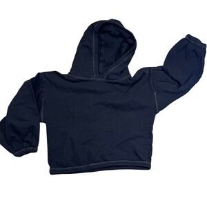 Zara Cropped Black Hooded Sweatshirt Girls size 9